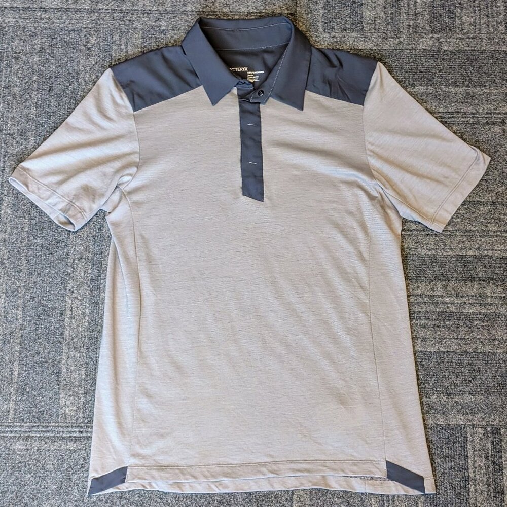 Arc'teryx A2B Gray Wool Short Sleeve Polo Shirt Top Commute Travel Cycling Small